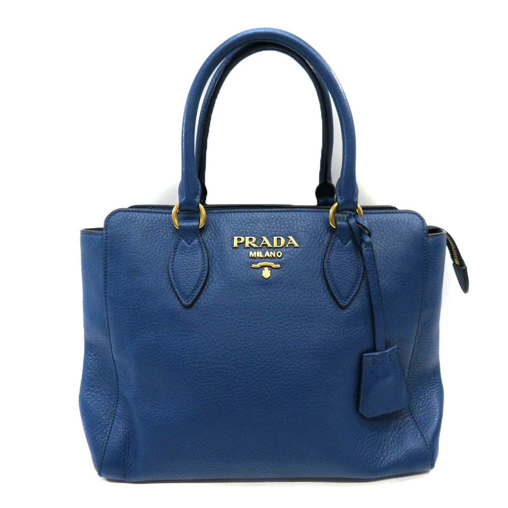 Prada 2way tote shoulder bag leather blue